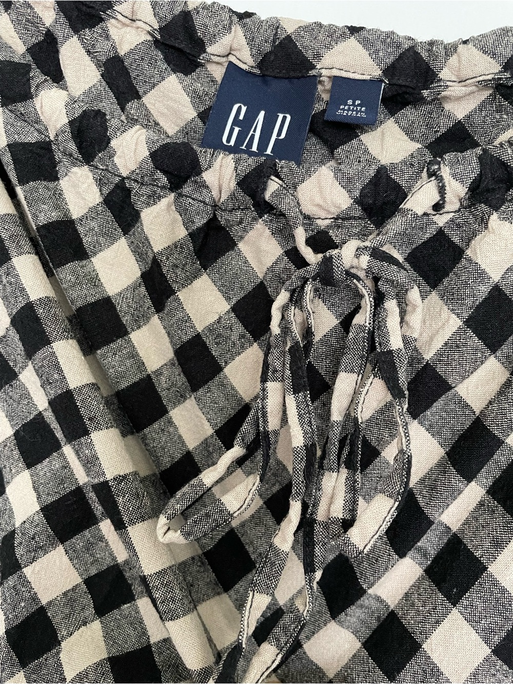 GAP Black and Cream Gingham Drawstring Maxi Skirt - Picture 4 of 6